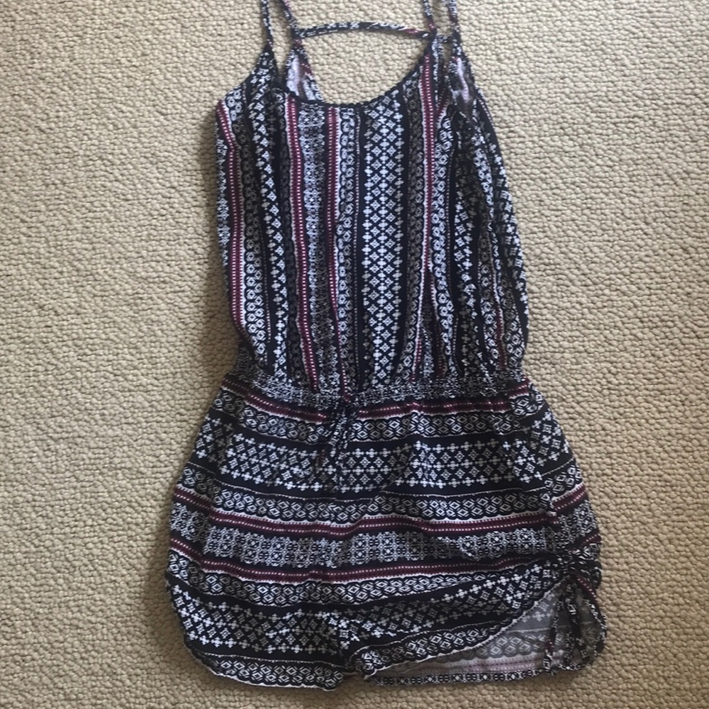 Garage black white and reddish-purplish romper